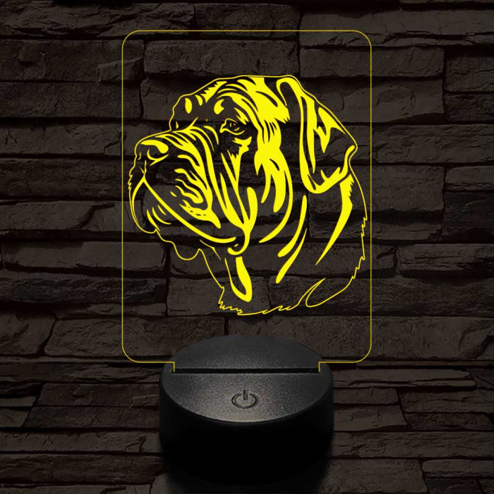 Nápolyi masztiff kutya 7 színű 3D led lámpa