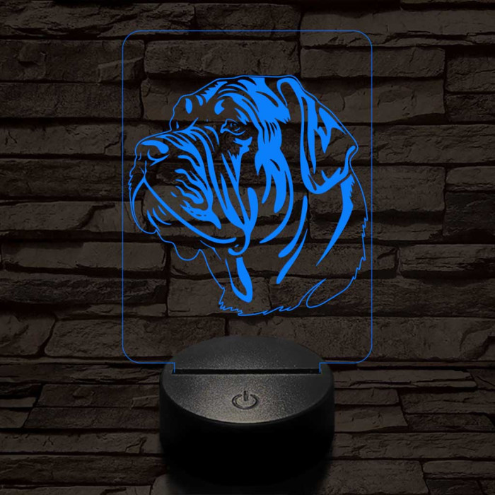Nápolyi masztiff kutya 7 színű 3D led lámpa