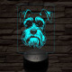 Törpe schnauzer 7 színű 3D led lámpa