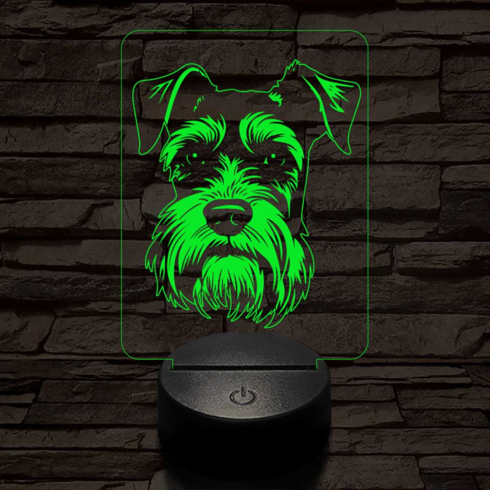 Törpe schnauzer 7 színű 3D led lámpa