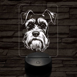 Törpe schnauzer 7 színű 3D led lámpa
