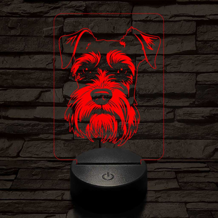 Törpe schnauzer 7 színű 3D led lámpa
