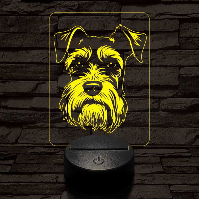 Törpe schnauzer 7 színű 3D led lámpa