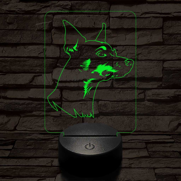 Törpe pinscher 7 színű 3D led lámpa