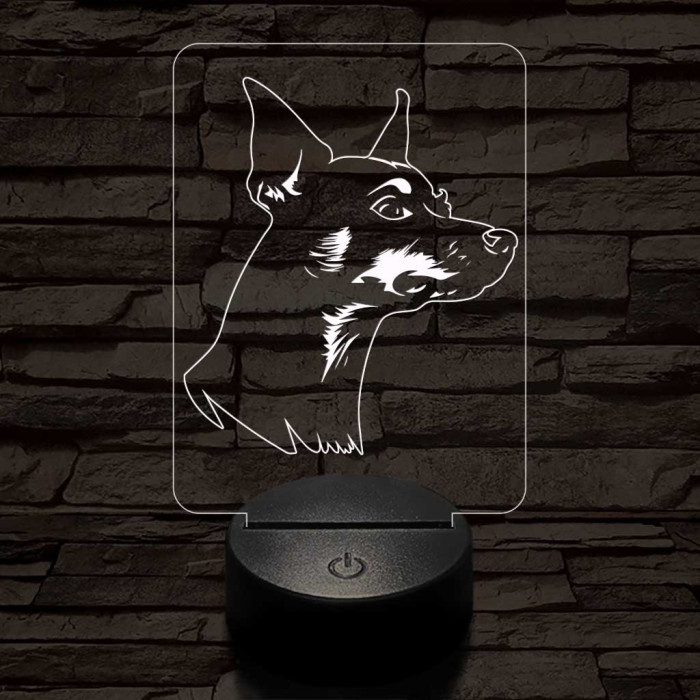 Törpe pinscher 7 színű 3D led lámpa