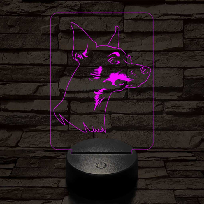 Törpe pinscher 7 színű 3D led lámpa