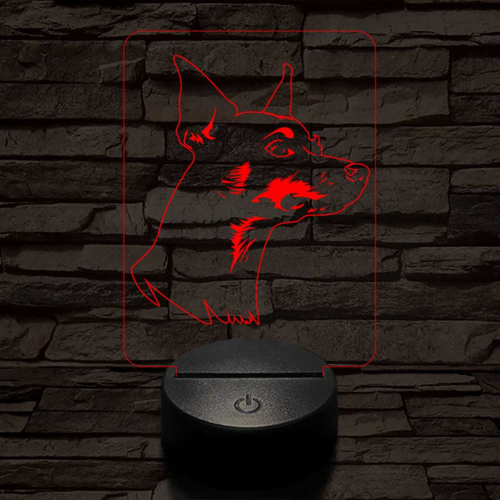 Törpe pinscher 7 színű 3D led lámpa