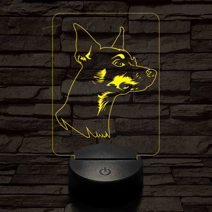 Törpe pinscher 7 színű 3D led lámpa