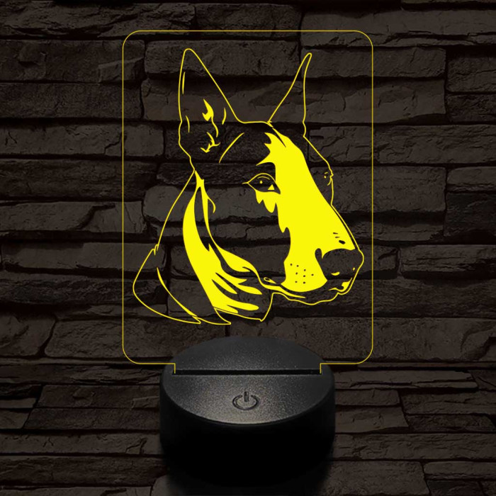 Törpe bull terrier 7 színű 3D led lámpa