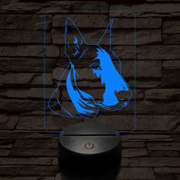 Törpe bull terrier 7 színű 3D led lámpa