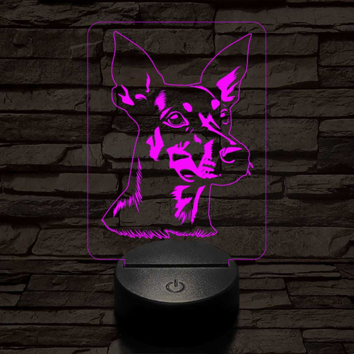 Manchester terrier 7 színű 3D led lámpa