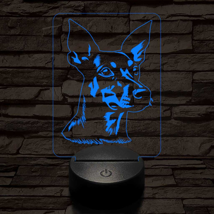 Manchester terrier 7 színű 3D led lámpa