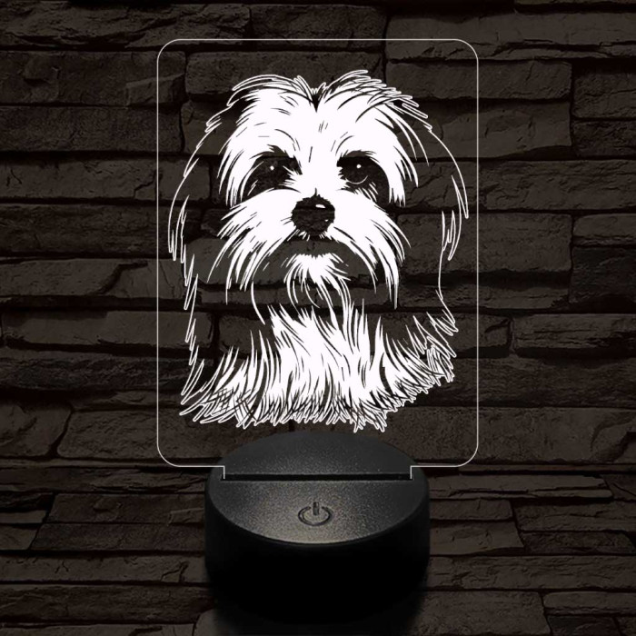 Máltai selyemkutya 7 színű 3D led lámpa