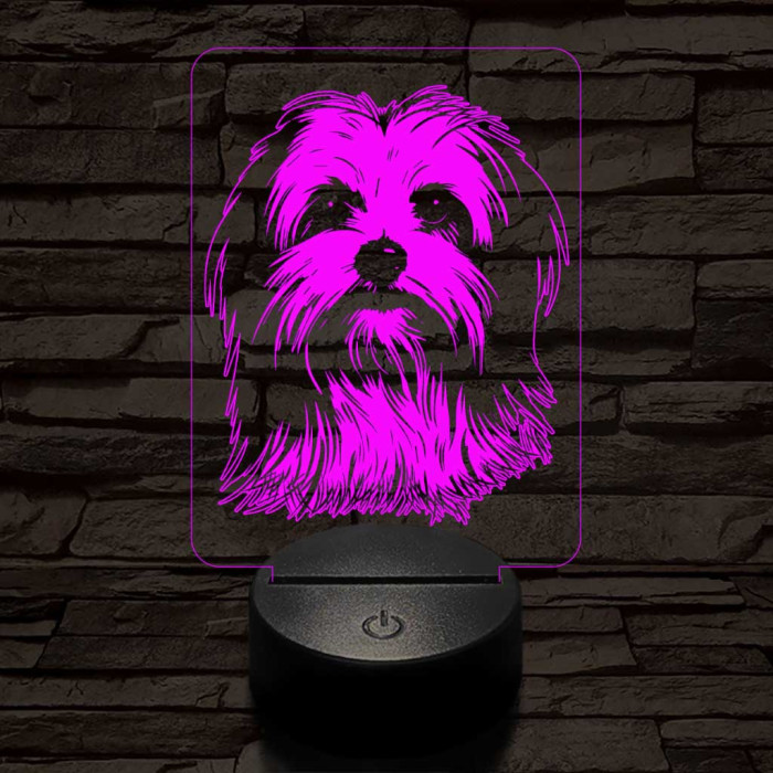 Máltai selyemkutya 7 színű 3D led lámpa