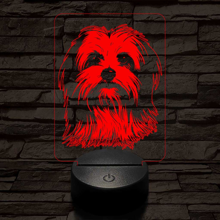 Máltai selyemkutya 7 színű 3D led lámpa