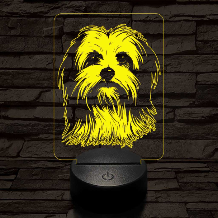 Máltai selyemkutya 7 színű 3D led lámpa