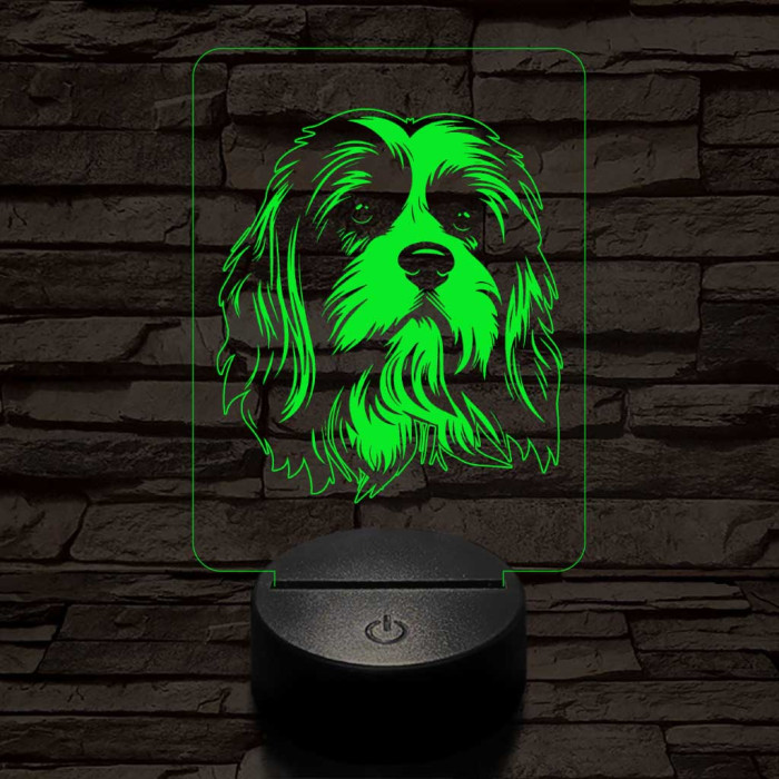 Kis oroszlánkutya (lowchen, löwchen) 7 színű 3D led lámpa