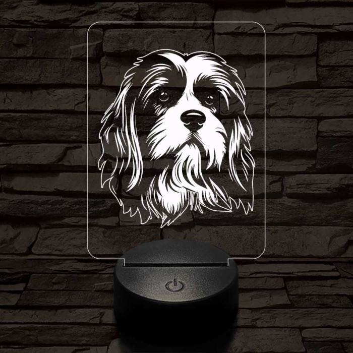 Kis oroszlánkutya (lowchen, löwchen) 7 színű 3D led lámpa