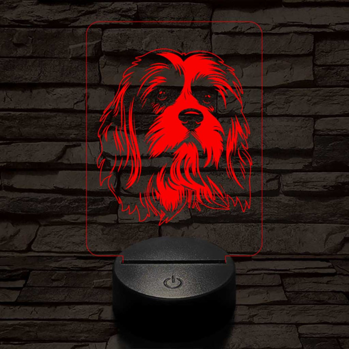 Kis oroszlánkutya (lowchen, löwchen) 7 színű 3D led lámpa