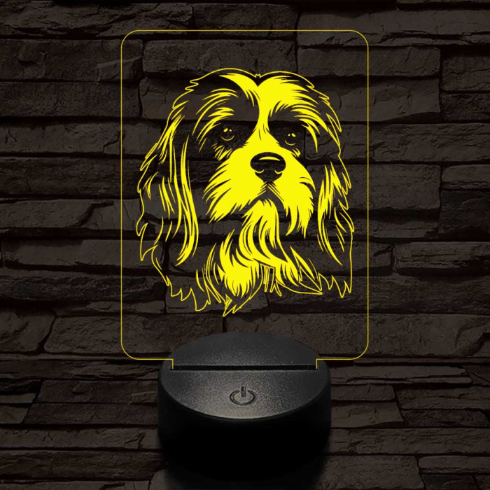 Kis oroszlánkutya (lowchen, löwchen) 7 színű 3D led lámpa