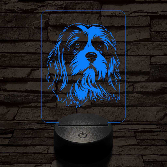 Kis oroszlánkutya (lowchen, löwchen) 7 színű 3D led lámpa