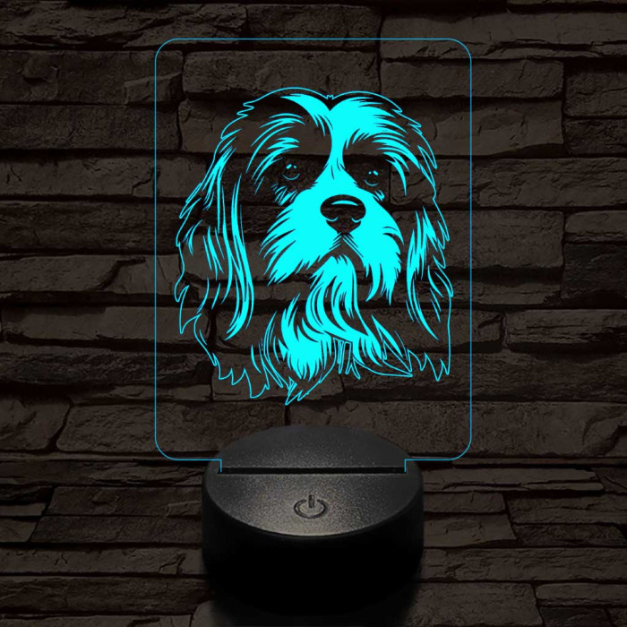 Kis oroszlánkutya (lowchen, löwchen) 7 színű 3D led lámpa