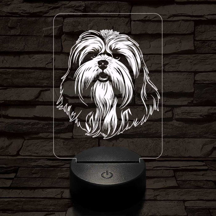 lhasa apso 7 színű 3D led lámpa