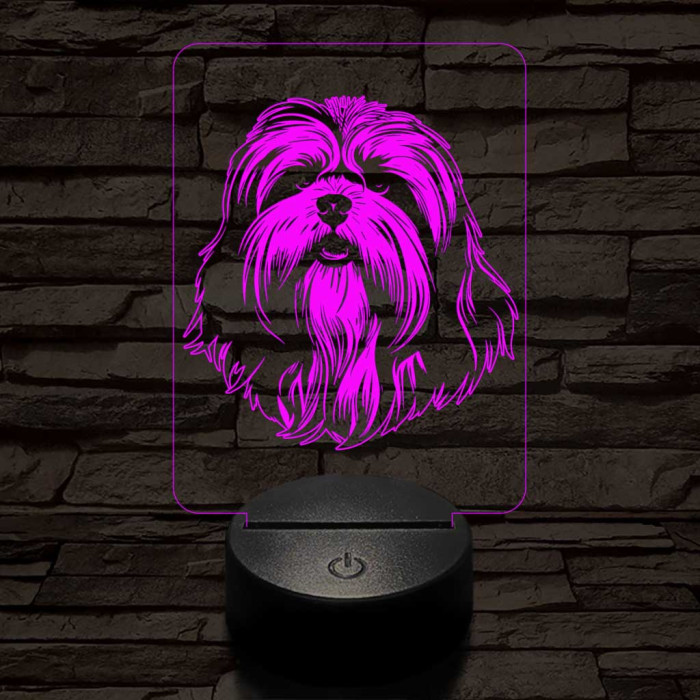 lhasa apso 7 színű 3D led lámpa