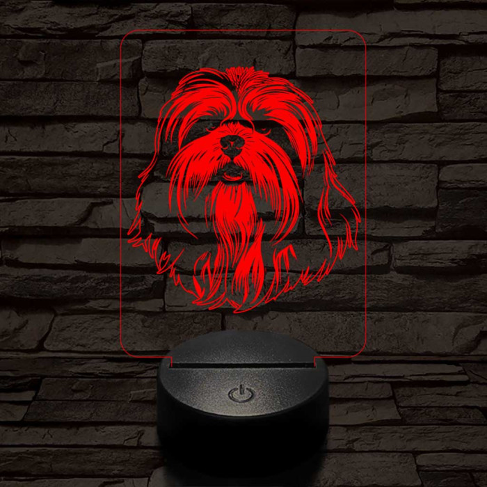 lhasa apso 7 színű 3D led lámpa