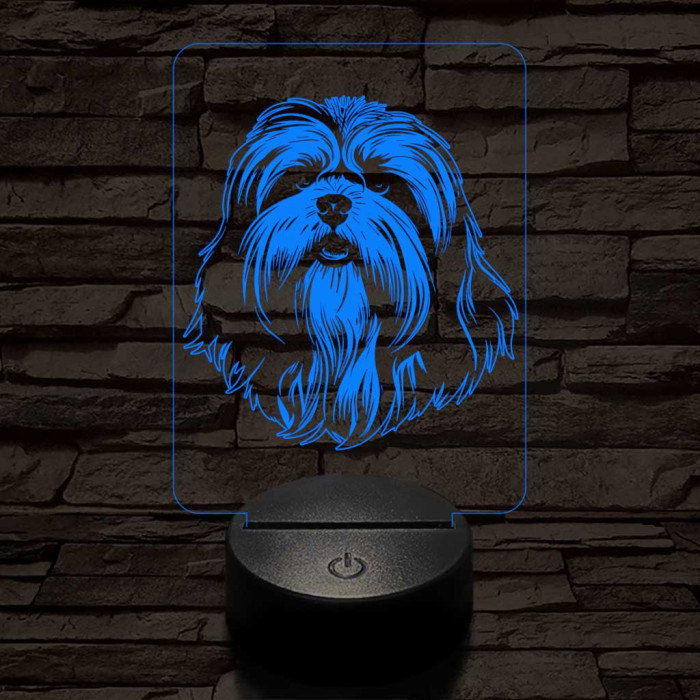 lhasa apso 7 színű 3D led lámpa