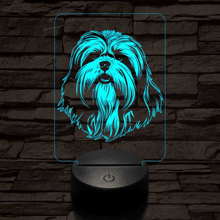 lhasa apso 7 színű 3D led lámpa