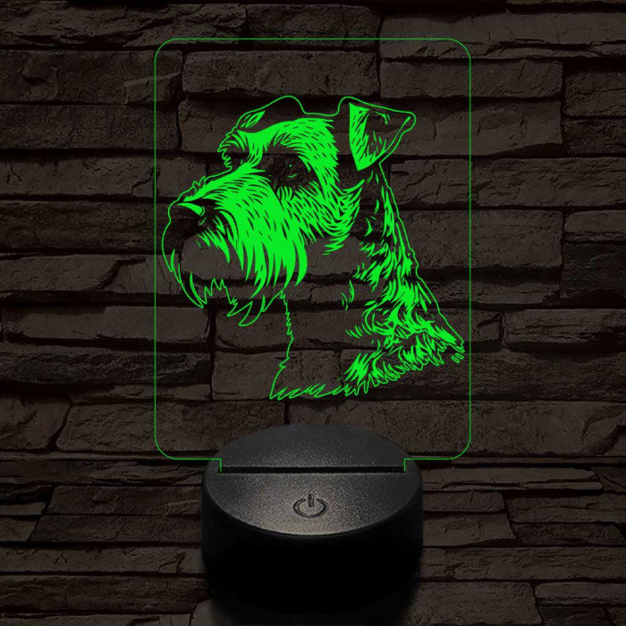 Lakeland terrier 7 színű 3D led lámpa