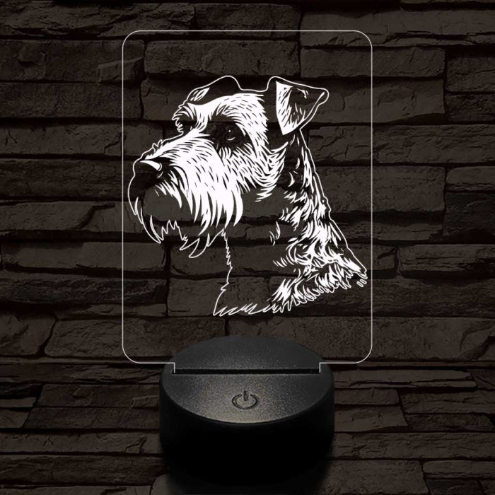 Lakeland terrier 7 színű 3D led lámpa