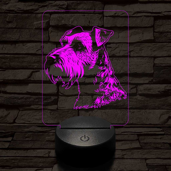 Lakeland terrier 7 színű 3D led lámpa
