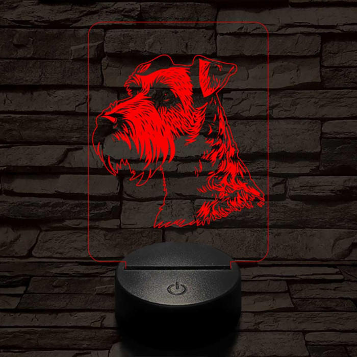 Lakeland terrier 7 színű 3D led lámpa