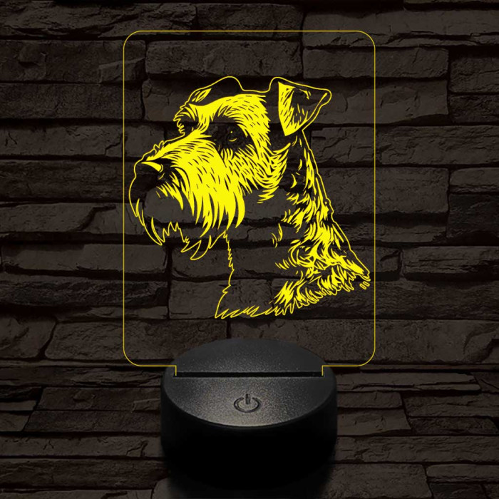 Lakeland terrier 7 színű 3D led lámpa