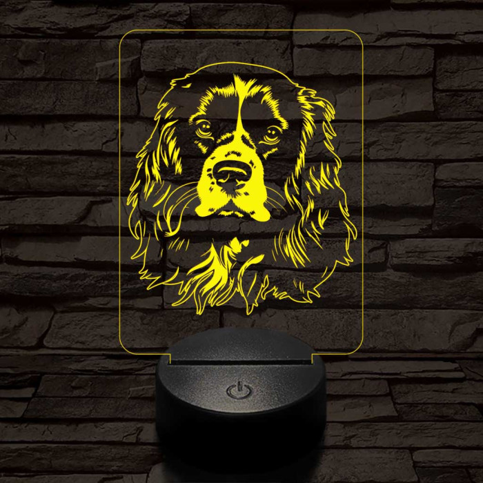 Cavarlier king charles spániel 7 színű 3D led lámpa