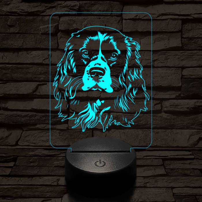 Cavarlier king charles spániel 7 színű 3D led lámpa