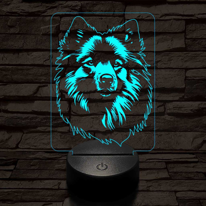 Keeshond 7 színű 3D led lámpa