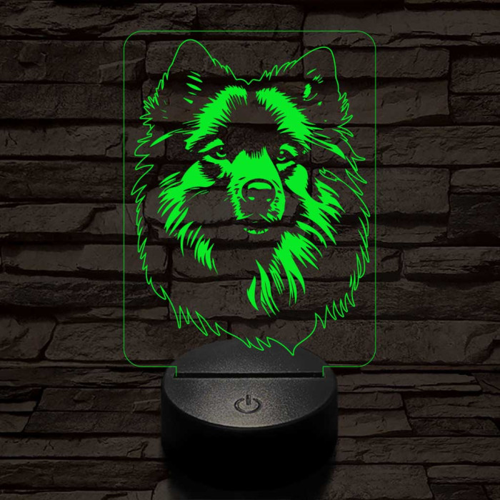 Keeshond 7 színű 3D led lámpa
