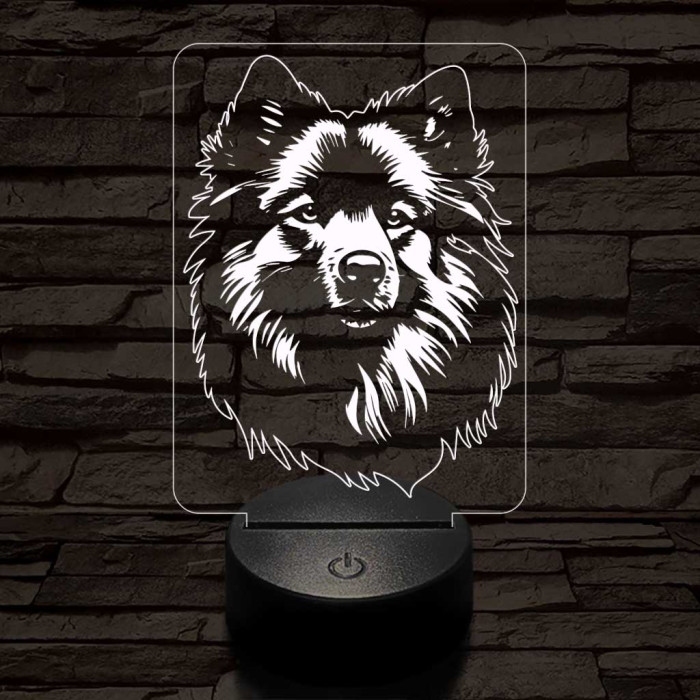 Keeshond 7 színű 3D led lámpa