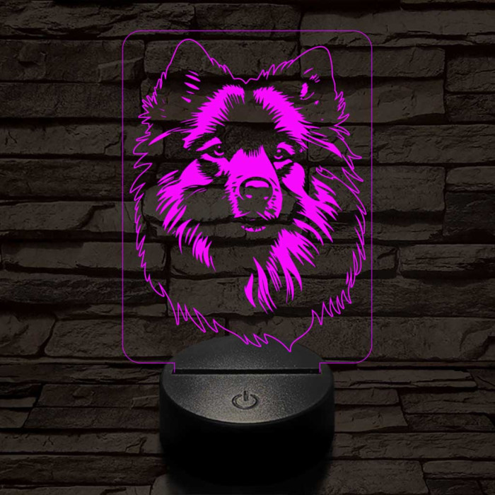 Keeshond 7 színű 3D led lámpa