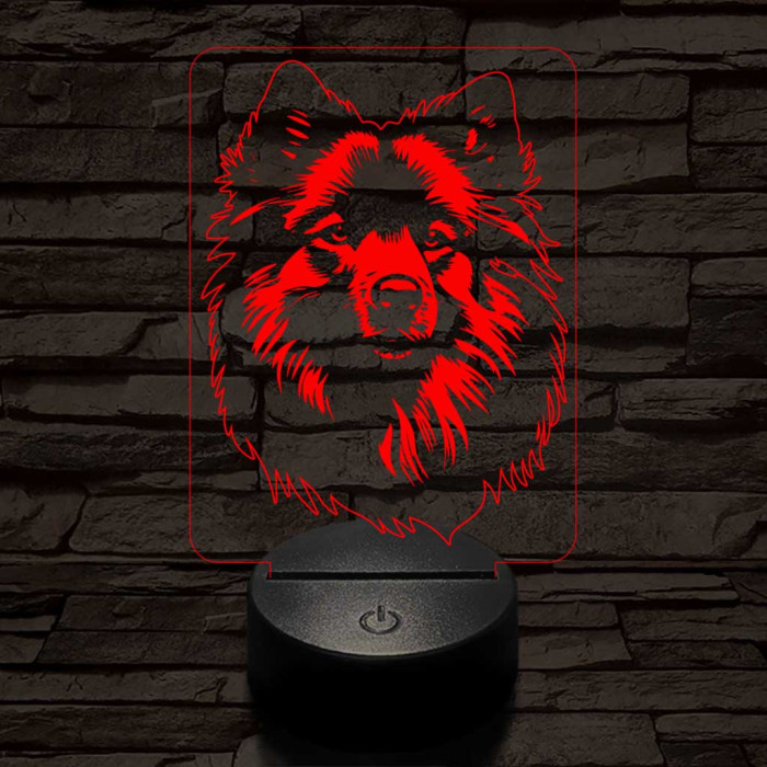 Keeshond 7 színű 3D led lámpa