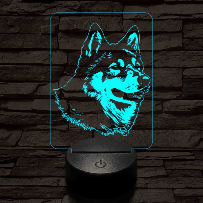 Japán akita 7 színű 3D led lámpa