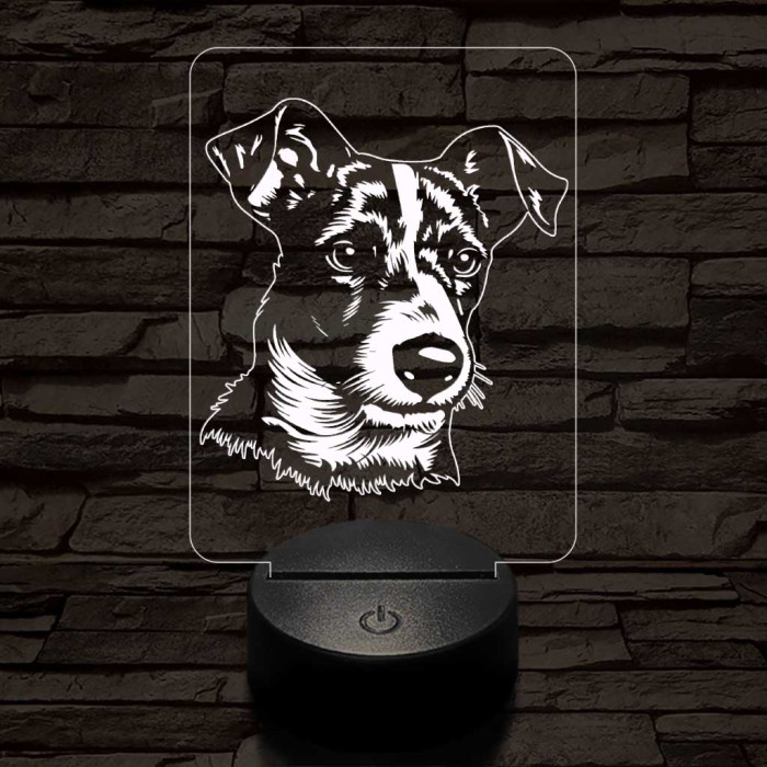 Jack russel terrier 7 színű 3D led lámpa