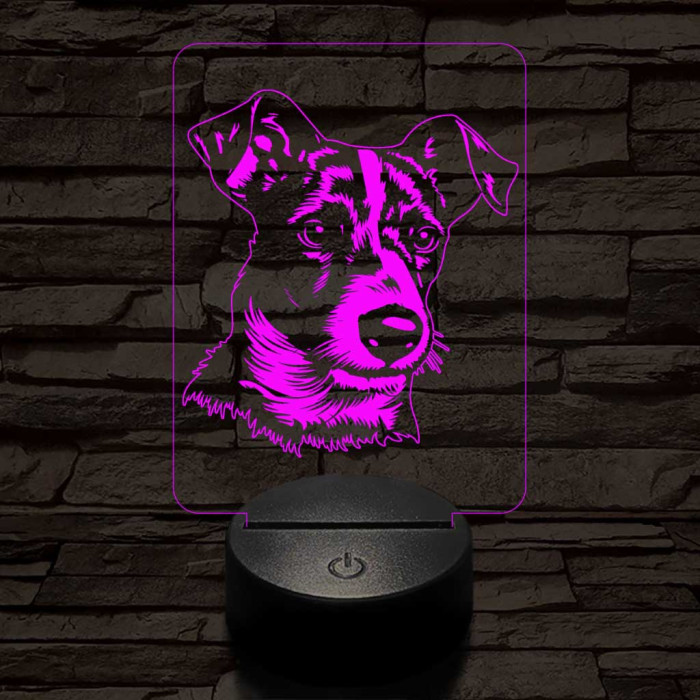 Jack russel terrier 7 színű 3D led lámpa