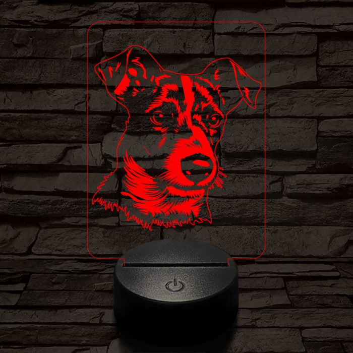 Jack russel terrier 7 színű 3D led lámpa