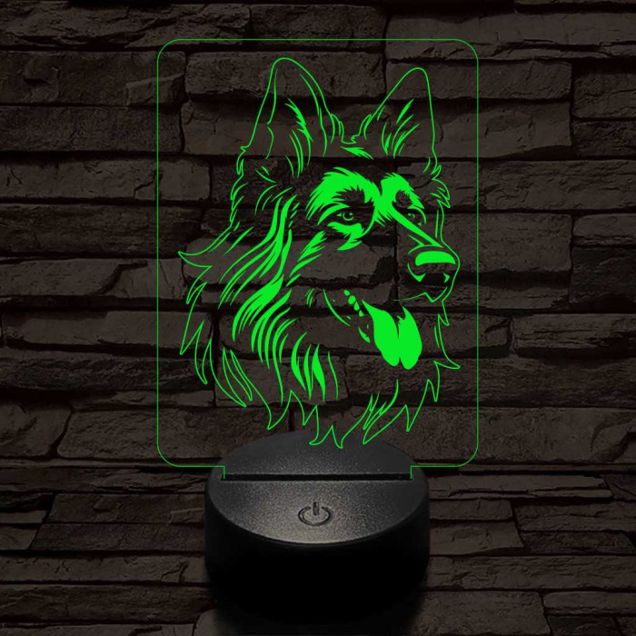 Belga juhászkutya 7 színű 3D led lámpa