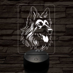 Belga juhászkutya 7 színű 3D led lámpa