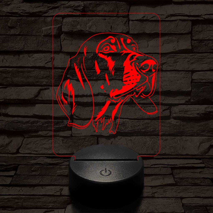 Fekete-cser mosómedvekopó 7 színű 3D led lámpa